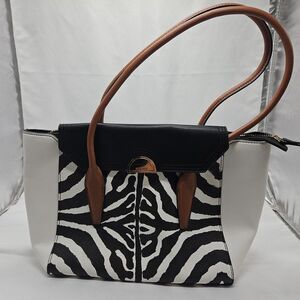 Nine West Bag/Purse Brown Black White Zebra